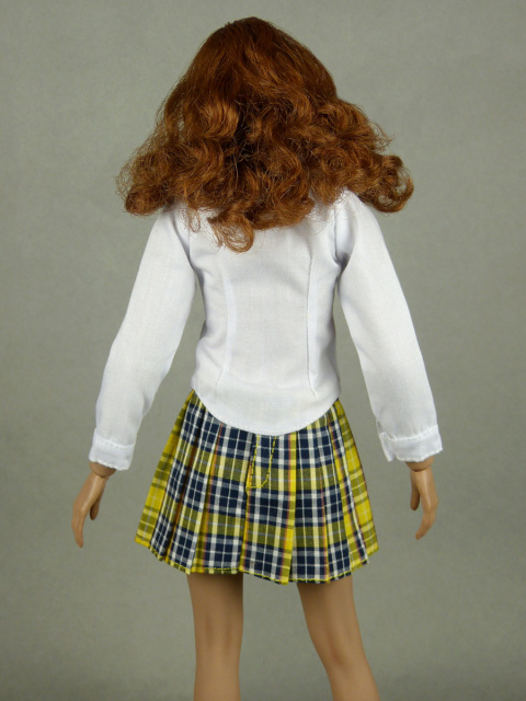 Nouveau Toys 1/6 Scale Female White Shirt & Yellow Plaid Skirt Set